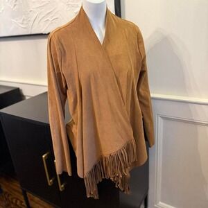 🧥 Hollister Faux Suede Fringe Wrap Jacket — Size‎ L